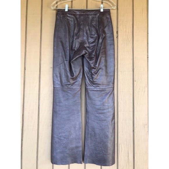 Vintage Dark Brown Leather Pants Size 2 - Picture 3 of 5